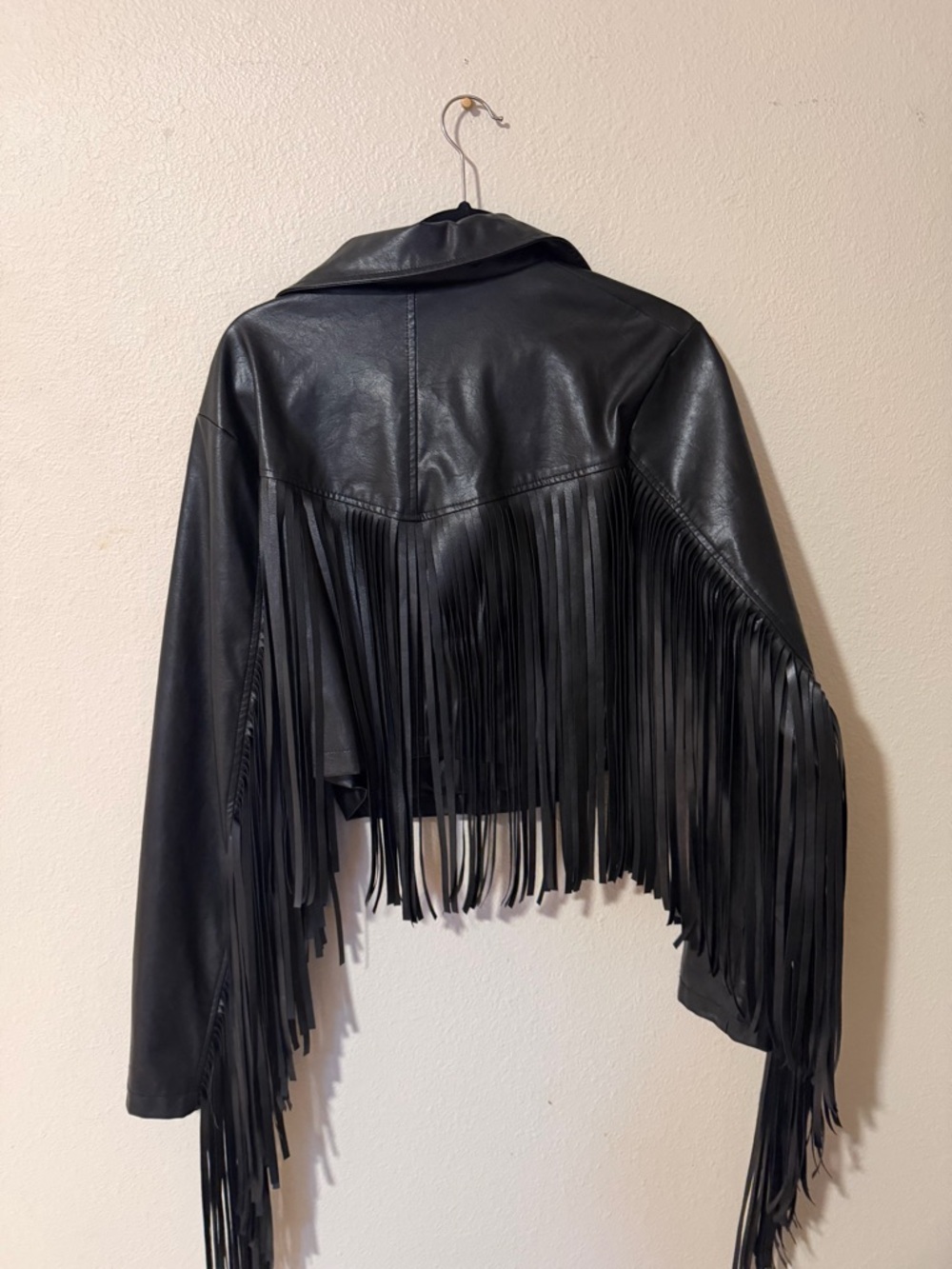 Current Mood Black Faux Leather Fringe Moto Jacket - Picture 6 of 7